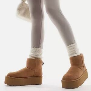 UGG Classic Mini Platform Boots In Chestnut Size 8 Excellent Condition!